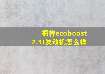 福特ecoboost 2.3t发动机怎么样